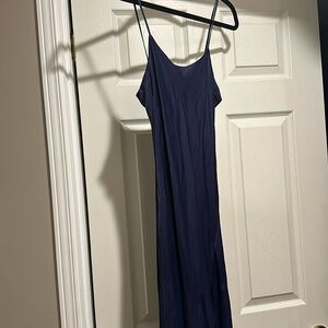 Zara satin dress with adjustable straps in navy size xs only worn once